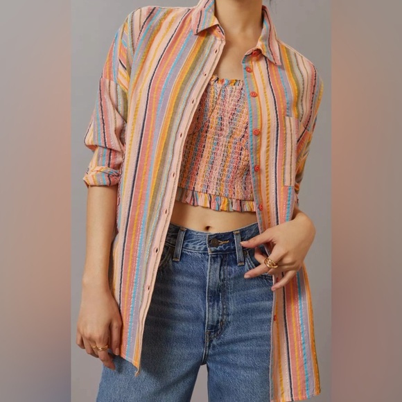 Anthropologie Tops - Anthropologie Long-Sleeve Boyfriend Striped Shirt